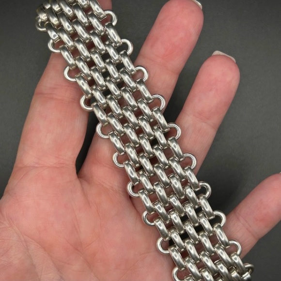 Lucky Brand Chunky Silver Tone Chain Link Mesh Bracelet - Picture 8 of 8
